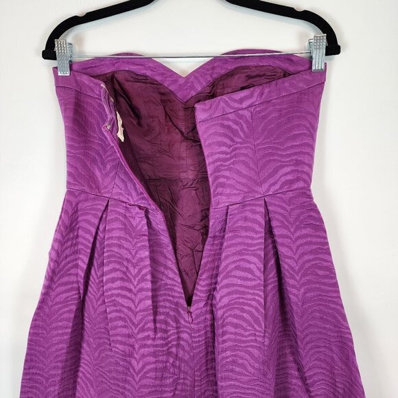 Rebecca Taylor Strapless Silk Blend Zebra Print Dress Mini Dress w/ Pockets Prom - Picture 6 of 15